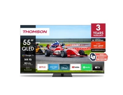 Телевизор Thomson 55QG7C14 - Smart QLED Pro TV 55"; Google TV; 3840 x 2160 (4K UHD), DLED, 144 Hz, HDR10, Black