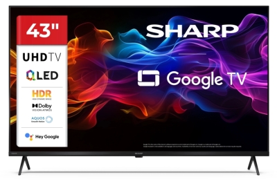 Телевизор Sharp 43HP5265E - 43" QLED Google TV, 4K Ultra HD 3840x2160 Frameless, 1 000 000:1, AQUOS, HDR10