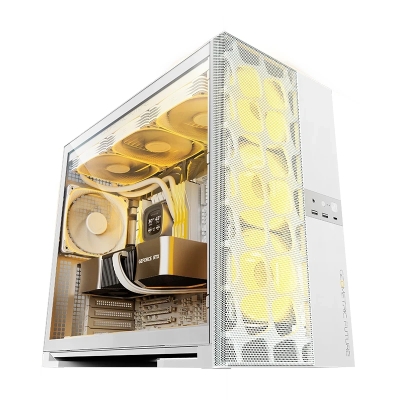 Кутия Geometric Future Model 5 Vent White - 5 x 140 mm aRGB fans included, E-ATX