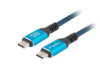 Кабел Lanberg USB-C M/M 4.0 cable 1.5m 240w 8k 60hz black-blue