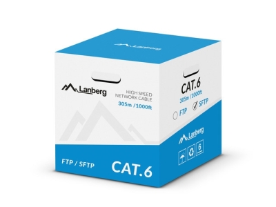 Кабел Lanberg LAN cable CAT.6 sftp 305m solid cu grey cpr + fluke passed