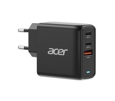 Адаптер Acer Power Adapter 67W PD GaN Charger, 2 x USB C and 1 x USB A, EU Plug, 100W USB-C cable, Black (Retail Pack)