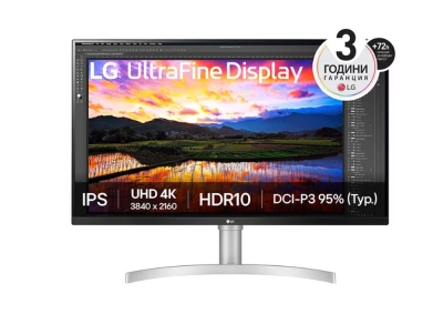 Монитор LG 32UN650K-W - 31.5" UltraFine UHD 3840x2160, LED AG, 60Hz, IPS, 5ms, HDR 10