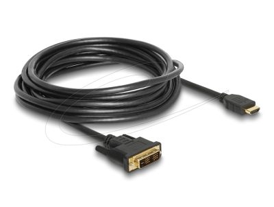 Кабел Delock HDMI мъжко - DVI-D 18+1 (Single Link )мъжко, 5м, двупосочен, black