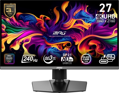 Монитор MSI MPG 272URX QD-OLED - 26.5", 0.03ms, 240Hz, 3840x2160, HDR True Black 400