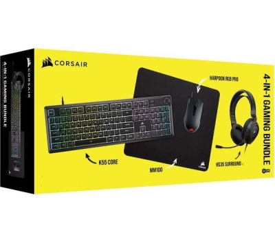 Геймърски бъндъл 4 в 1 - CORSAIR  K55 CORE / HARPOON RGB PRO / HS35 Surround v2 / MM100