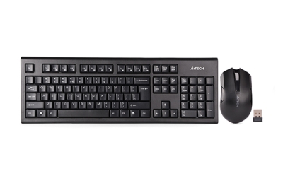 Комплект клавиатура и мишка A4Tech 3000N, безжични, мишка (1000 dpi), USB, черни