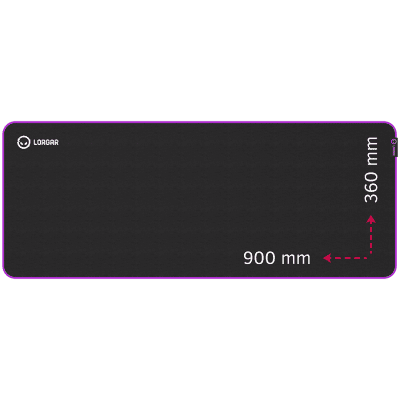 Lorgar Main 319, Gaming mouse pad, High-speed surface, Purple anti-slip rubber base, size: 900mm x 360mm x 3mm, weight 0.6kg
