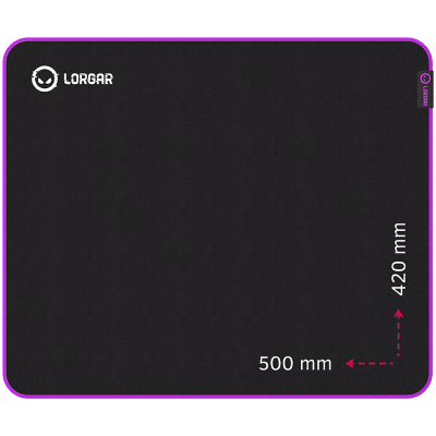 Lorgar Main 315, Gaming mouse pad, High-speed surface, Purple anti-slip rubber base, size: 500mm x 420mm x 3mm, weight 0.39kg