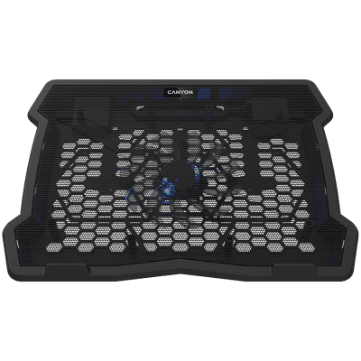 CANYON NS02, Cooling stand single fan with 2x2.0 USB hub, support up to 10”-15.6” laptop, ABS plastic and iron, Fans dimension:125*125*15mm(1pc), DC 5V, fan speed: 800-1000RPM, size:340*265*30mm, 406g