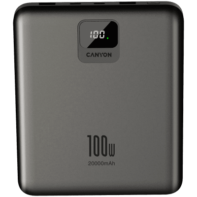 CANYON power bank PB-2008 LED FLAT 20000 mAh PD100W QC3.0 Dark Grey