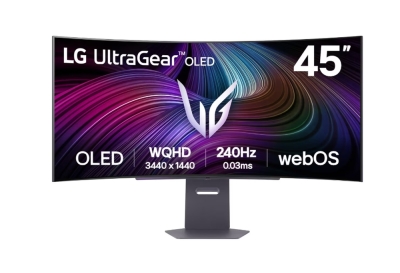 Монитор LG 45GX90SA-B - 44.5", OLED UltraGear 21:9 Curved Smart, 0.03 ms, WQHD (3440x1440), 240Hz, HDR 400, 7Wx2