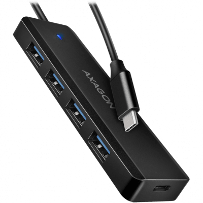 AXAGON HUE-C1C 4x USB3.2 Gen 1 Travel hub, USB-C power IN, w. 20cm Type-C cable