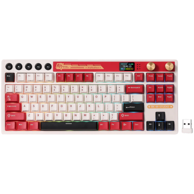 Клавиатура ROYAL KLUDGE RK M87 Famicom Gaming Keyboard Cream switch, безжична WiFi