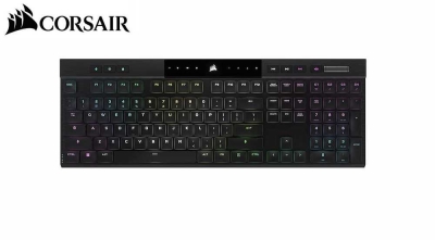 CORSAIR K100 RGB AIR Wireless Ultra-Thin Mechanical, Backlit RGB LED, CHERRY ULP Tactile, Black, с кабел и безжична WiFi+BT