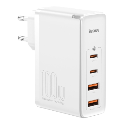 Зарядно устройство Baseus GaN2 Pro 2x USB Type-C / 2x USB 100W CCGAN2P-L02 - бял
