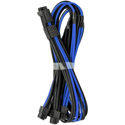 CableMod E-Series Pro ModMesh Sleeved 12VHPWR PCI-e Cable for Super Flower Leadex Platinum / Platinum SE / Titanium / V Gold Pro / V Platinum Pro, EVGA G7 / G6 / G5 / G3 / G2 / P2 / T2 (Black + Blue, Nvidia 4000 series, 16-pin to Quad 8-pin, 60cm)