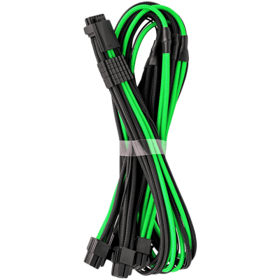 CableMod E-Series Pro ModMesh Sleeved 12VHPWR PCI-e Cable for Super Flower Leadex Platinum / Platinum SE / Titanium / V Gold Pro / V Platinum Pro, EVGA G7 / G6 / G5 / G3 / G2 / P2 / T2 (Black + Light Green, Nvidia 4000 series, 16-pin to Quad 8-pin, 60cm)