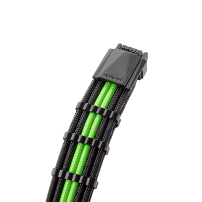 CableMod E-Series Pro ModMesh Sleeved 12VHPWR PCI-e Cable for Super Flower Leadex Platinum / Platinum SE / Titanium / V Gold Pro / V Platinum Pro, EVGA G7 / G6 / G5 / G3 / G2 / P2 / T2 (Black + Light Green, 16-pin to Dual 8-pin, 600mm)