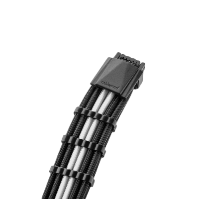 CableMod E-Series Pro ModMesh Sleeved 12VHPWR PCI-e Cable for Super Flower Leadex Platinum / Platinum SE / Titanium / V Gold Pro / V Platinum Pro, EVGA G7 / G6 / G5 / G3 / G2 / P2 / T2 (Black + White, Nvidia 4000 series, 16-pin to Dual 8-pin, 600mm)