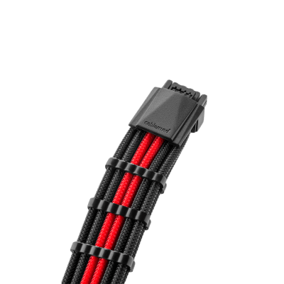 CableMod E-Series Pro ModMesh Sleeved 12VHPWR PCI-e Cable for Super Flower Leadex Platinum / Platinum SE / Titanium / V Gold Pro / V Platinum Pro, EVGA G7 / G6 / G5 / G3 / G2 / P2 / T2 (Black + Red, Nvidia 4000 series, 16-pin to Dual 8-pin, 600mm)