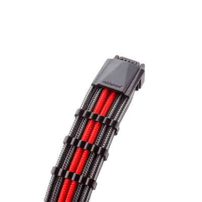 CableMod E-Series Pro ModMesh Sleeved 12VHPWR PCI-e Cable for Super Flower Leadex Platinum / Platinum SE / Titanium / V Gold Pro / V Platinum Pro, EVGA G7 / G6 / G5 / G3 / G2 / P2 / T2 (Carbon + Red, Nvidia 4000 series, 16-pin to Dual 8-pin, 600mm)
