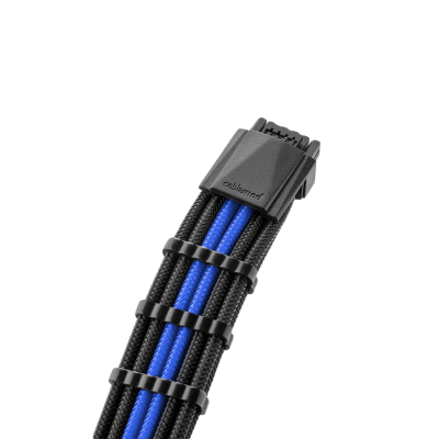 CableMod E-Series Pro ModMesh Sleeved 12VHPWR PCI-e Cable for Super Flower Leadex Platinum / Platinum SE / Titanium / V Gold Pro / V Platinum Pro, EVGA G7 / G6 / G5 / G3 / G2 / P2 / T2 (Black + Blue, Nvidia 4000 series, 16-pin to Dual 8-pin, 600mm)