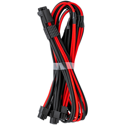 CableMod E-Series Pro ModMesh Sleeved 12VHPWR PCI-e Cable for Super Flower Leadex Platinum / Platinum SE / Titanium / V Gold Pro / V Platinum Pro, EVGA G7 / G6 / G5 / G3 / G2 / P2 / T2 (Black + Red, Nvidia 4000 series, 16-pin to Quad 8-pin, 60cm)