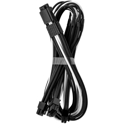 CableMod E-Series Pro ModMesh Sleeved 12VHPWR PCI-e Cable for Super Flower Leadex Platinum / Platinum SE / Titanium / V Gold Pro / V Platinum Pro, EVGA G7 / G6 / G5 / G3 / G2 / P2 / T2 (Black + White, Nvidia 4000 series, 16-pin to Quad 8-pin, 60cm)