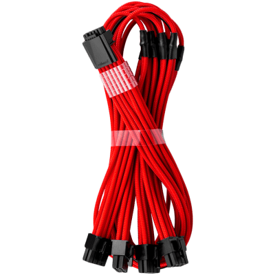 CableMod E-Series Pro ModMesh Sleeved 12VHPWR PCI-e Cable for Super Flower Leadex Platinum / Platinum SE / Titanium / V Gold Pro / V Platinum Pro, EVGA G7 / G6 / G5 / G3 / G2 / P2 / T2 (Red, Nvidia 4000 series, 16-pin to Quad 8-pin, 60cm)