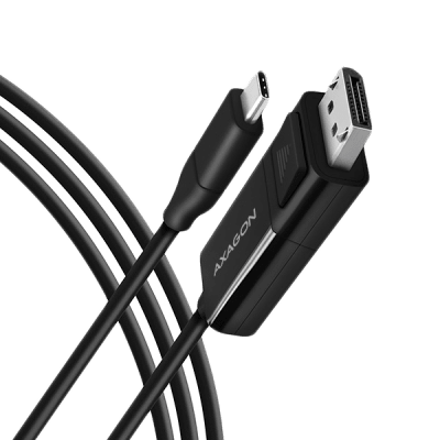 Active USB-C -> DisplayPort cable - adapter AXAGON RVC-DPC for connecting a DisplayPort monitor/TV/projector to a notebook or mobile phone using USB type C connector.