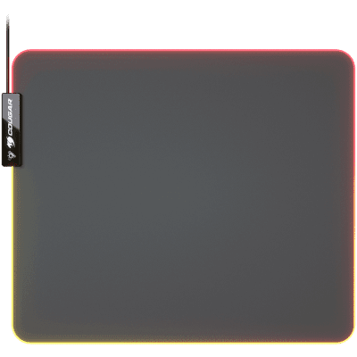 COUGAR Neon, RGB Gaming Mouse Pad, HD Texture Design, Stitched Lighting Border + 4mm Thickness, Wave-Shaped Anti-Slip Rubber Base, Cloth / Nature Rubber, 350 x 300 x 4 mm