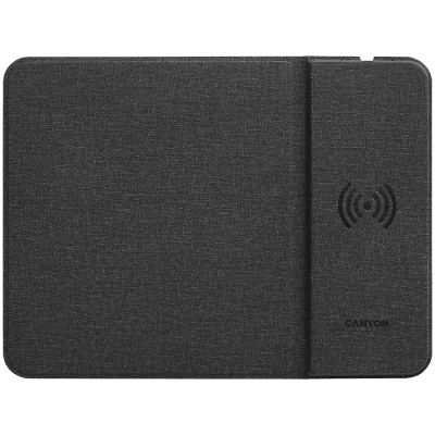 CANYON MP-W5, Mouse Mat with wireless charger, Input 5V/2A,9V2A Output 5W/7.5W/10W, 324*244*6mm, USB Type C cable length 1m, Black, 220g