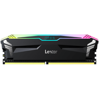 Lexar 2x16GB Ares DDR4 3600 UDIMM Memory with heatsink and RGB lighting, Black Color, Dual pack
