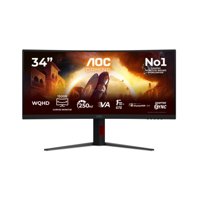 Монитор AOC CU34G4ZCA - 34" Curved 1500R, Fast VA, WLED, 3440x1440@250Hz, 1ms GtG, 0.3ms MPRT