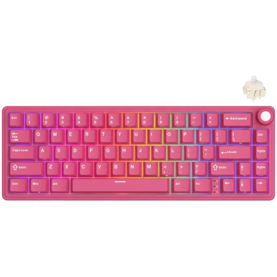 Клавиатура ROYAL KLUDGE R65 Berry Red Gaming Keyboard Cream Switch, с кабел