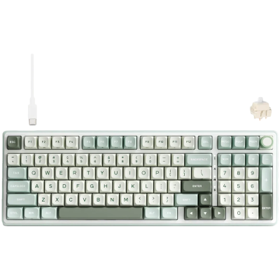 Клавиатура ROYAL KLUDGE RK R98Pro Sky Cyan Gaming Keyboard Cream switch, с кабел
