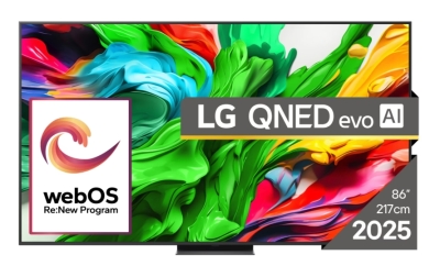 Телевизор LG 86QNED86A3A - 86" 4K QNED HDR Smart TV, 3840x2160, 120Hz Native (VRR 144Hz), DVB-T2/C/S2, Alpha 8 AI Processor, HDR 10 PRO, webOS 25 ThinQ