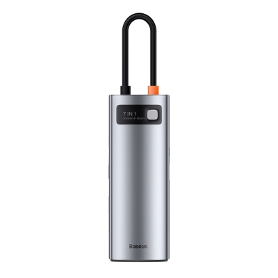 USB хъб Baseus WKWG020113, мултифункционален, Type-C, 7 в 1, тъмносив