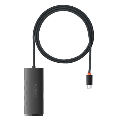 USB хъб Baseus Lite Series USB тип C адаптер - 4x USB 3.0 1м WKQX030401 - черен