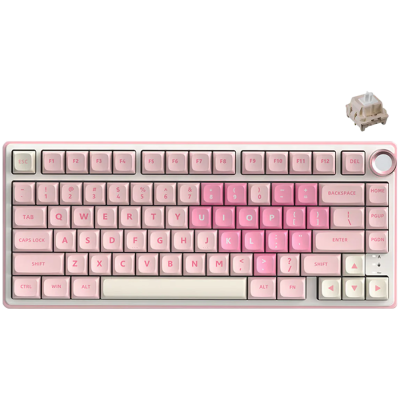 Клавиатура ROYAL KLUDGE R75 Pink Melody Gaming Keyboard Cream switch, с кабел и безжична WiFi+BT