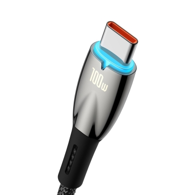 Кабел Baseus Glimmer Series USB-A - USB-C 100W 480Mbps 1м CADH00401 - черен