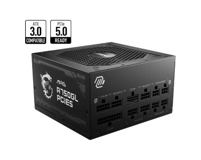 Захранване MSI Mag A750GL PCIE5, 750W, Active PFC, 80 Plus Gold, 120mm вентилатор