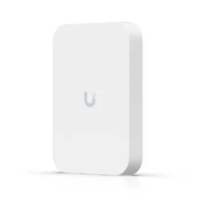 Ubiquiti UniFi U70IW Wall mounted WiFi 7 AP with 4 spatial streams and an integreated 2.5GbE PoE switch desined for hospitality enviorments