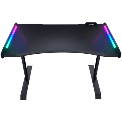 COUGAR Mars 120 Gaming Desk, USB 3.0 x 1/ USB 2.0 x 1/ 3.5mm Audio jack x 2/RGB button, 1250x810x740(mm), Ergonomic & Scratch Resistant Gaming Space, Carbon Fiber Texture, Multifunctional Design, Dual-sided ARGB, Welded Steel Frame, Maximum Stability