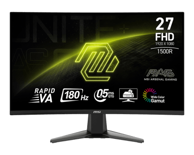 Монитор MSI MAG 27CQ6F - 27 inch (68.58cm) Curved VA панел, 180Hz, Full HD, 0.5ms