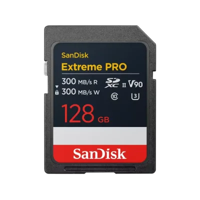 SanDisk Карта памет Extreme Pro SDXC 128GB 300MB/s & 300Mb/s Class 10 V90 UHS-II