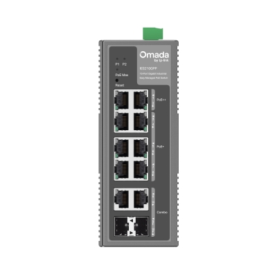 10-портов гигабитов индустриален лесно управляем комутатор TP-Link Omada IES210GPP с 6 PoE+ порта и 2 PoE++ порта