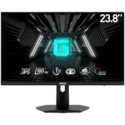 MSI G244F E2 Gaming Monitor, 23.8" 180Hz, FHD (1920x1080) 16:9, Rapid IPS Anti-glare, 1ms, 300nits, 1000:1, 178/178, Adaptive-Sync, Tilt, 1x DP, 2x HDMI, 3Y Warranty