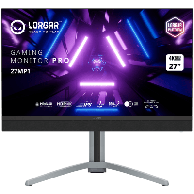 LORGAR 27MP1, UHD MiniLED Gaming Monitor Pro, 27'' (3840*2160) fast IPS flat monitor, black/milky grey